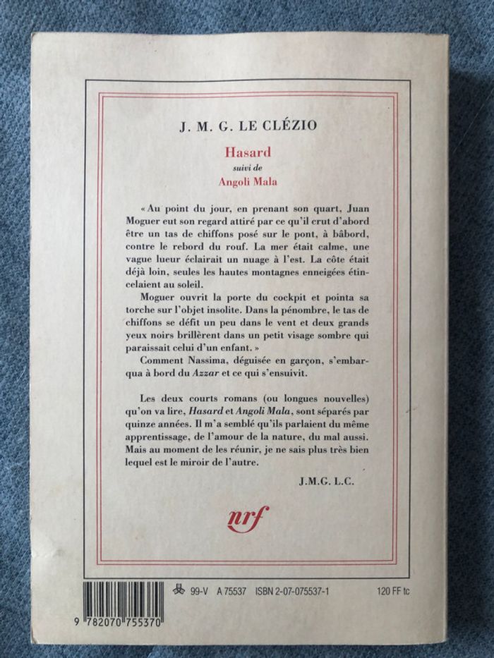 J M G le clézio Hasard Angoli Mala - photo numéro 2