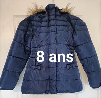 Manteau chaud hiver bleu marine motifs argentés 8 ans Orchestra