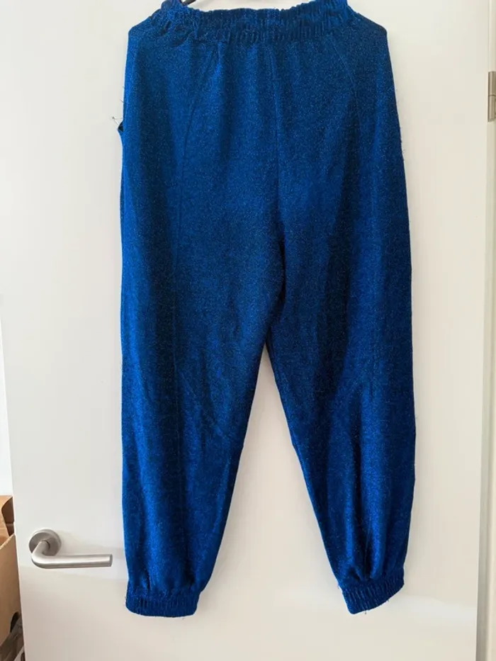 Jogging Bleu Pailleté Bershka - Taille S - photo numéro 4