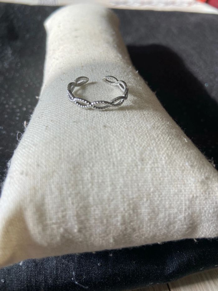 Bague ajustable argentée inoxydable