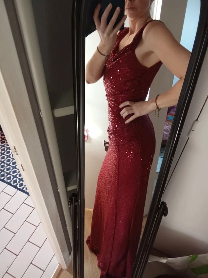Robe gala sexy et elegant - Rouge strass - photo numéro 6