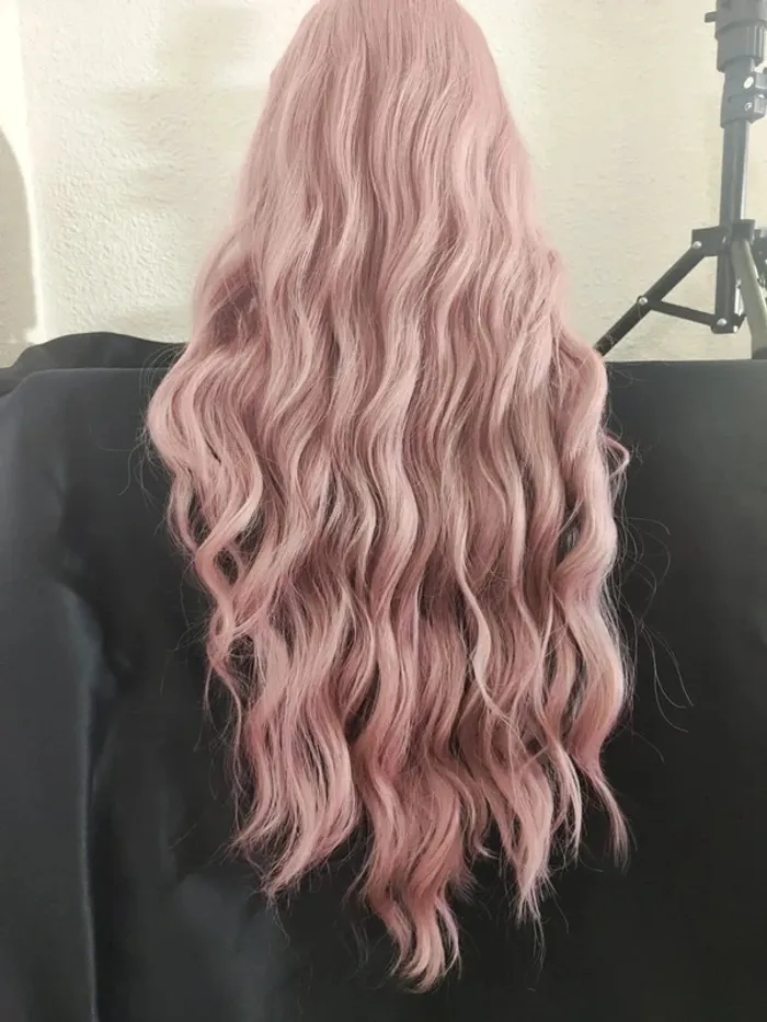 Perruque Naturelle Rose Pastel Luxe Tendance - photo numéro 3