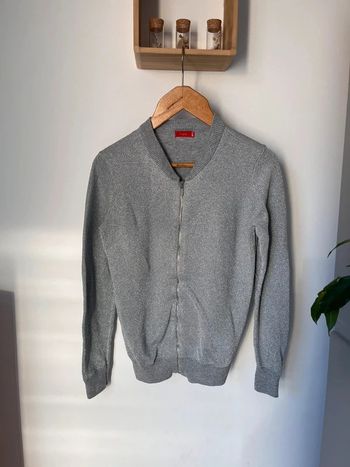 Gilet zip gris métallisé