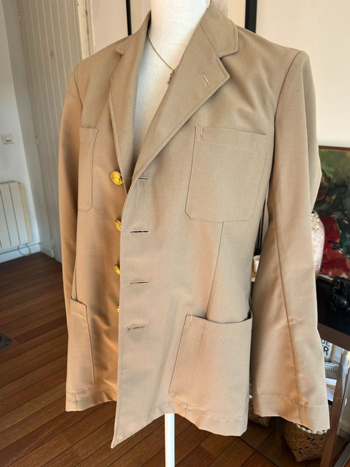 Blazer long beige style officier marin fait main 40/42 - photo numéro 3