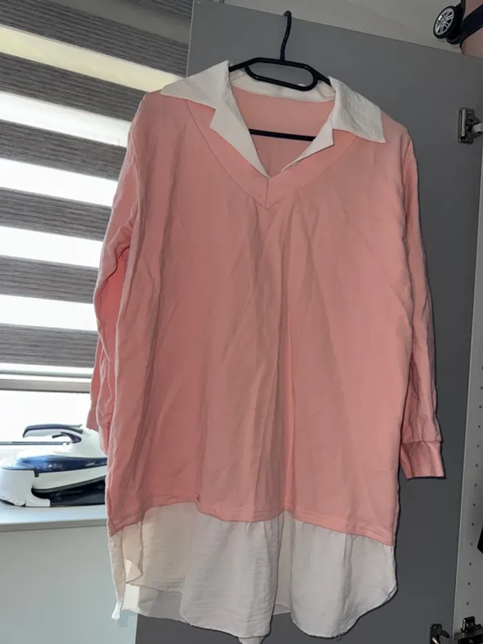 Pull femme taille unique rose blanc - photo numéro 3