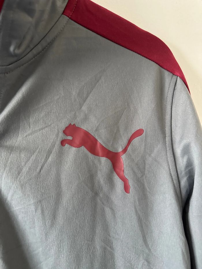Veste Puma grise et rouge à zip – Taille M – Très bon état - photo numéro 2