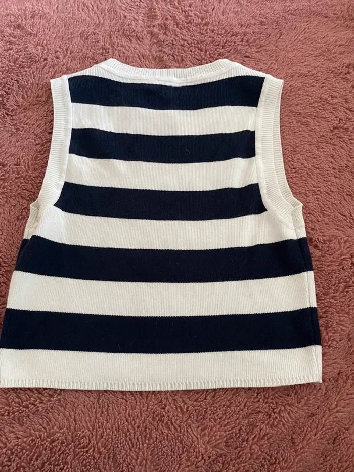 crop top rayé bleue marine et blanc - photo numéro 3