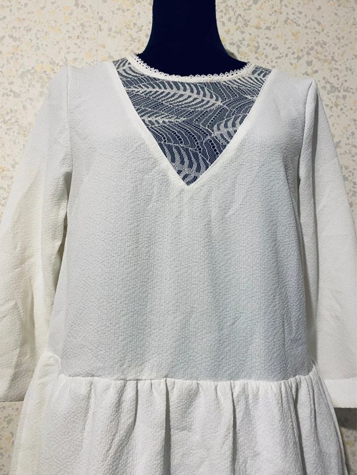 Robe nathael crepe blanche dentelle 38 - photo numéro 2