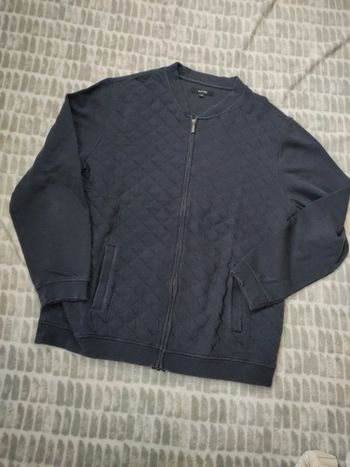 Gilet cardigan zippé bleu marine effet matelassé Burton of London taille xxl 44