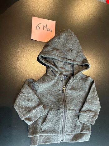 Gilet zipper à capuche gris foncé