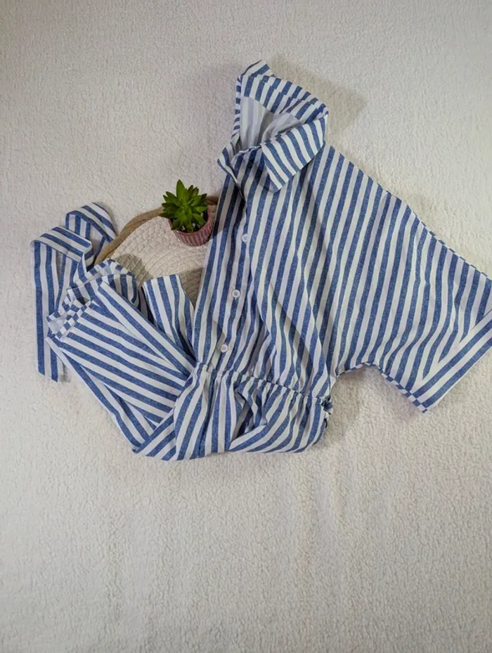 👗 Combishort rayures bleu & blanc - M