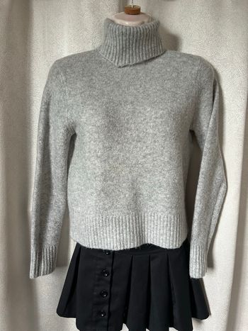 Pull laine gris bien chaud col roulé S Camaïeu