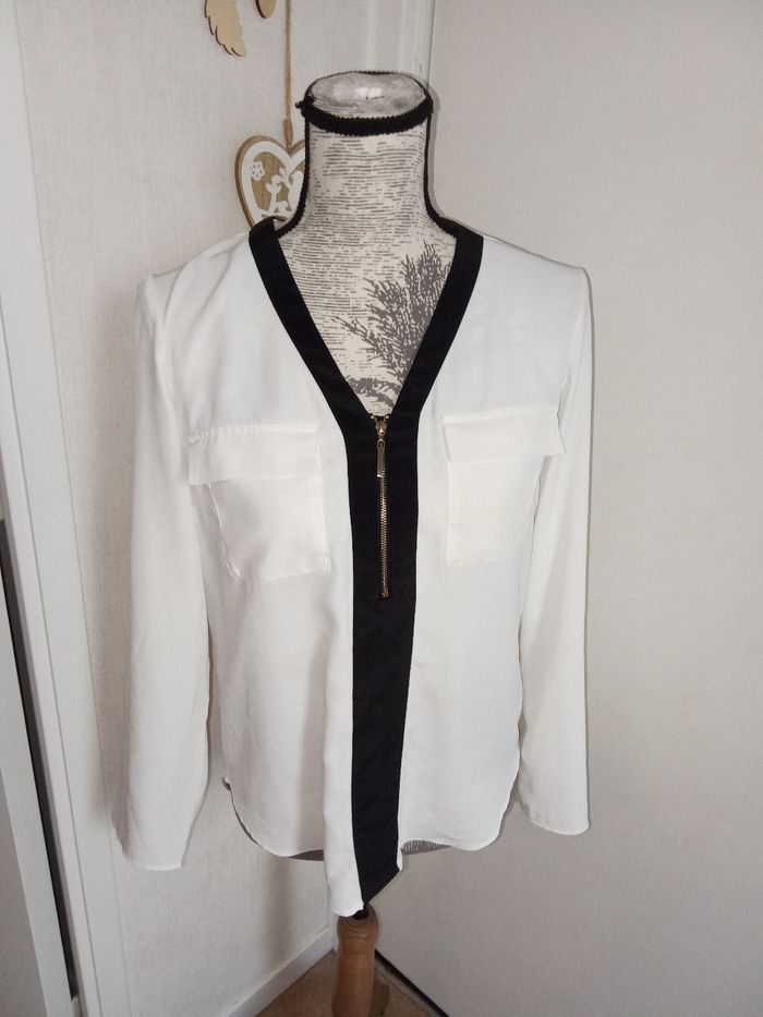 Blouse tunique femme taille 36 ou S Primark blanc, noire - photo numéro 1