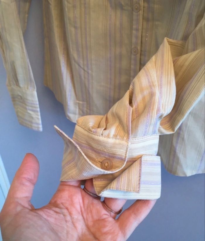 Chemise à rayure beige et parme t.40 Etam - photo numéro 4