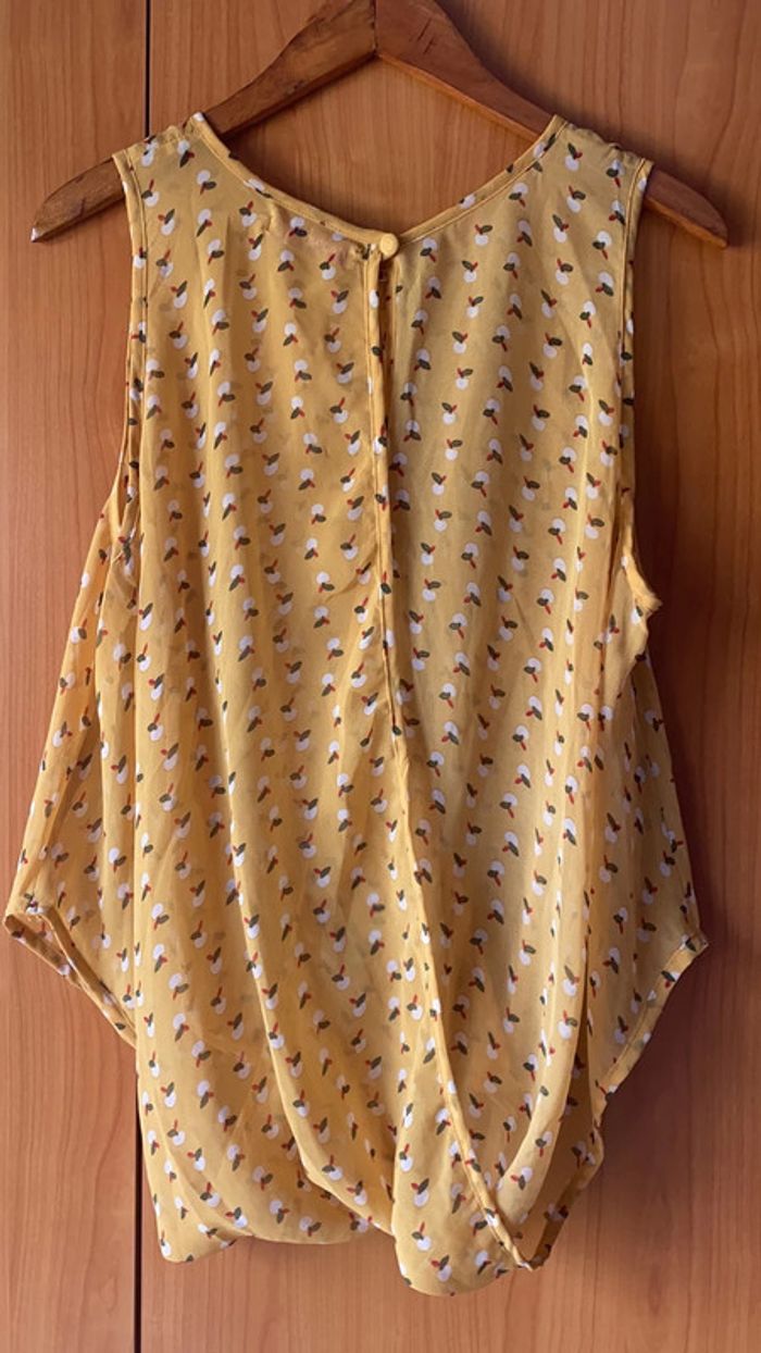 Blouse sans manche jaune avec imprimé M - photo numéro 5