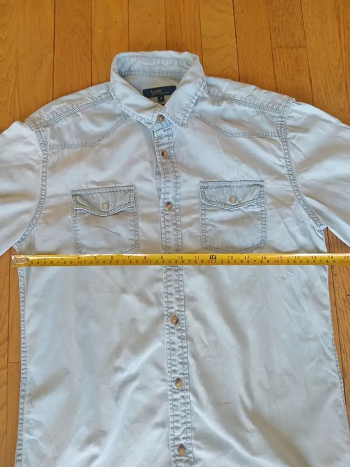 Chemise homme en jean bleue claire manches longues 100% coton marque Jules taille M - photo numéro 11