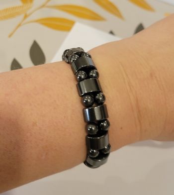 BRACELET HOMME FEMME HEMATITE NOIR METAL  ! NEUF !