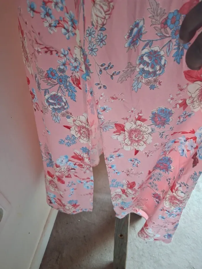 Robe longue rose à motifs Escandelle, neuve, taille L - photo numéro 5