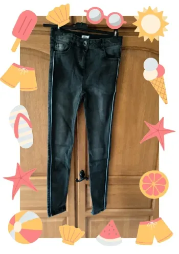 Pantalon jeans skinny gris fille 16 ans