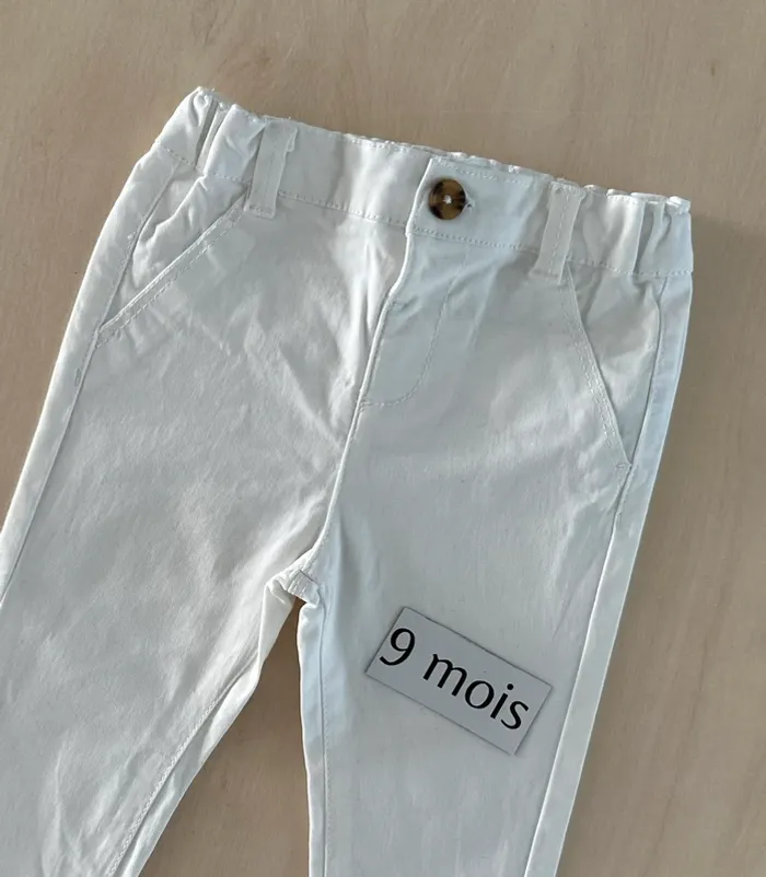 Pantalon blanc Kiabi 9 mois 69-72 cm - photo numéro 2