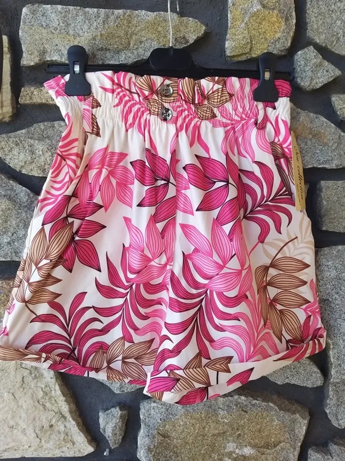 Short femme rose et blanc
