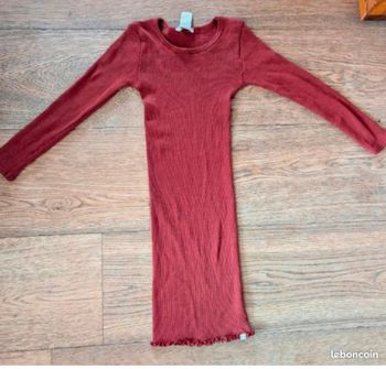 Robe Alda mérinos minimalisme terracotta 4/5 ans