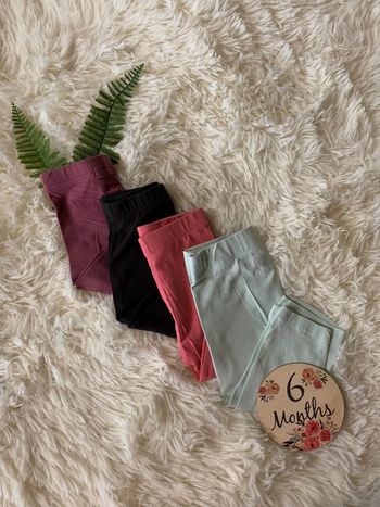 Lot de 4 leggings unis bébé 6m