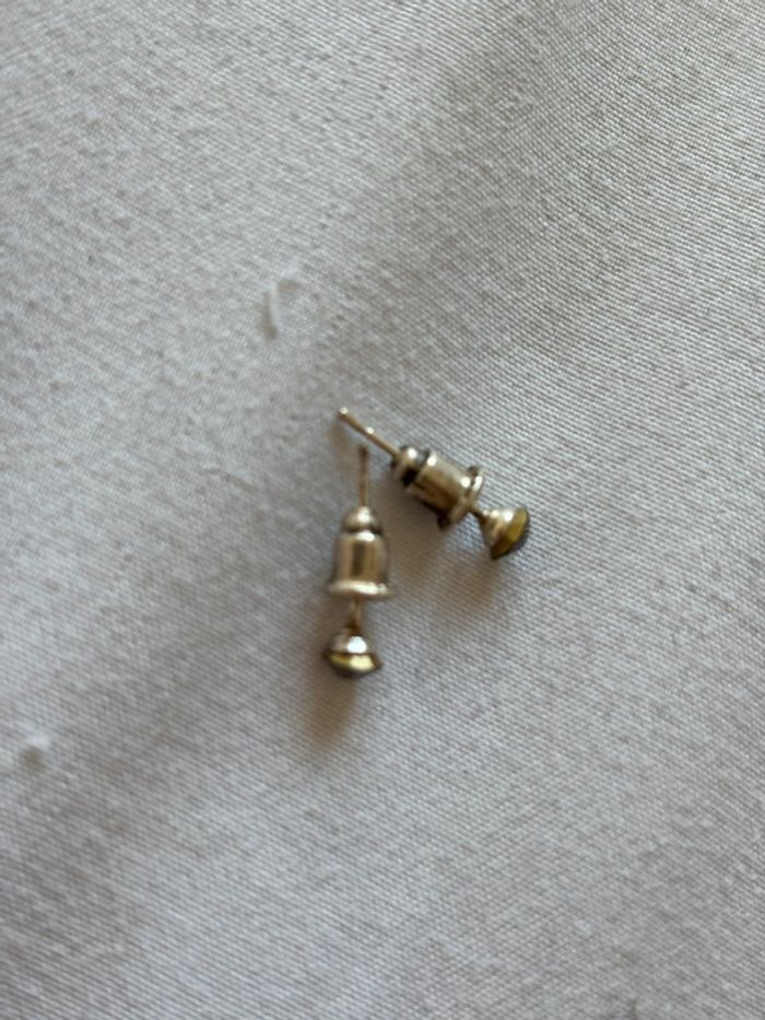 mini paires de boucles d’oreilles style pierre noir strass métal - photo numéro 3