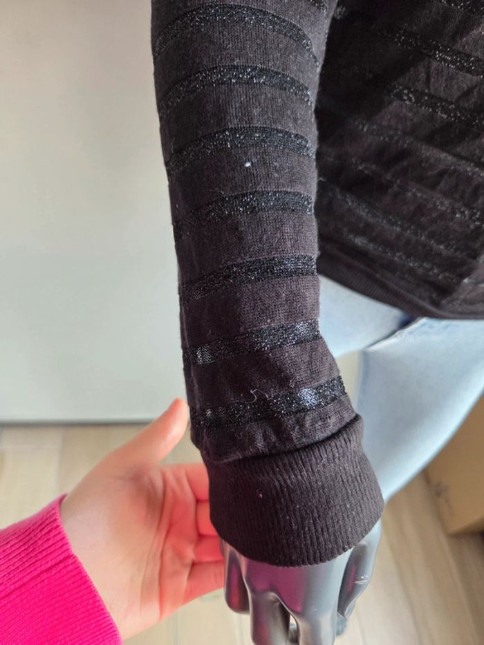 longue manche - noir - only - pailleté - transparent - photo numéro 3