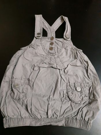 Robe salopette boule grise ethnique bebe fille 24 mois 2 ans neuve