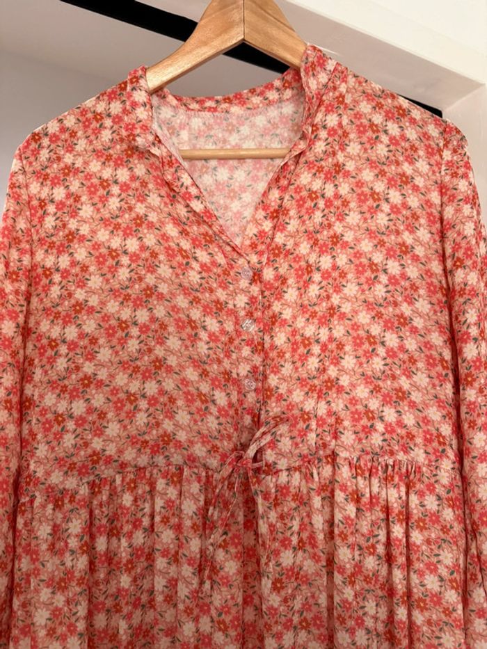 Robe longue rose fleuris - taille M/L - photo numéro 2