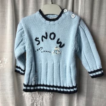 Pull bleu ciel et bleu marine 12 mois Mini Gang