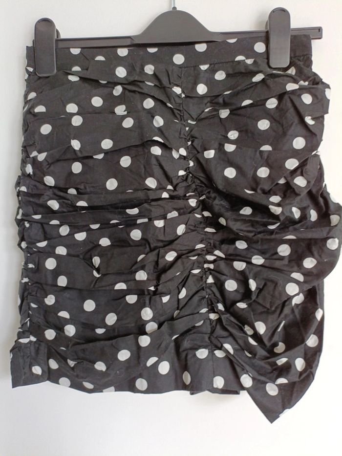 Mini Jupe Drapée noir petit pois Coton et elasthane Gemo Taille 36 - photo numéro 2
