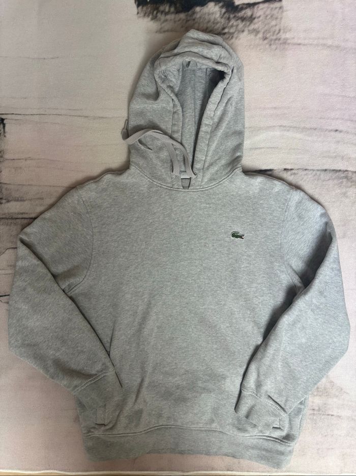 Sweat à capuche Lacoste gris taille S - photo numéro 3