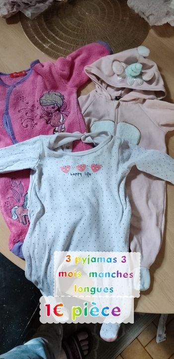 3 pyjamas fille 3 mois