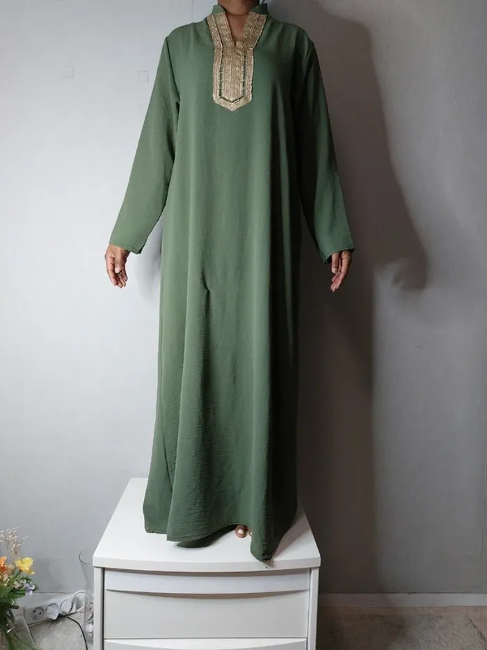 Boubou marocain vert et doré - photo numéro 2