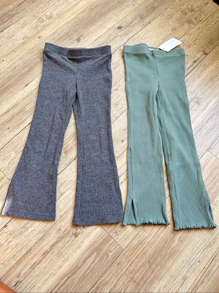 Lot legging évasée gris et vert 3/4 ans h&m - photo numéro 2