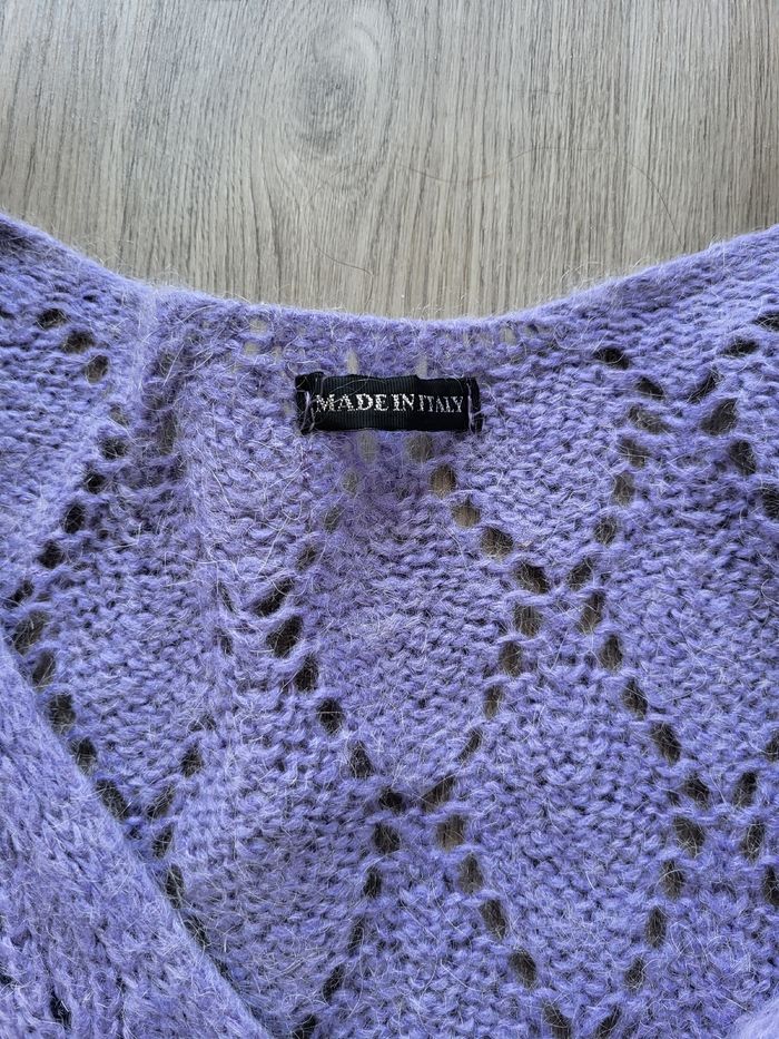 Gilet en laine mohair lila - photo numéro 5