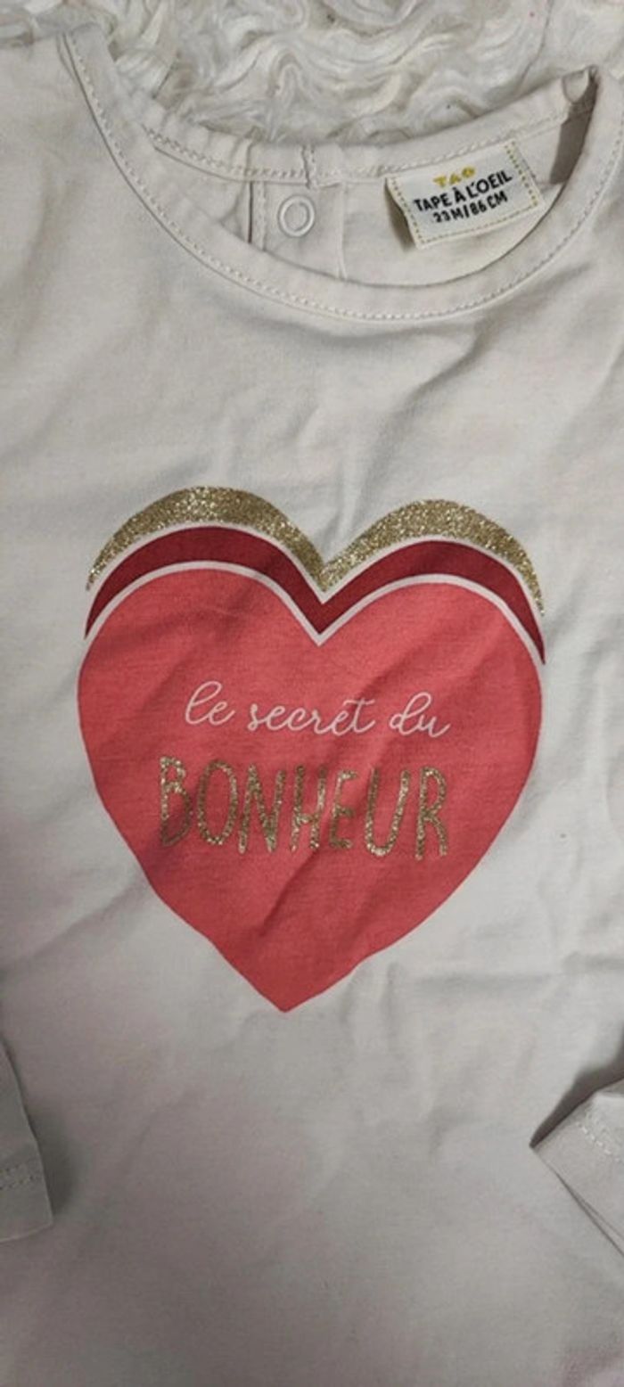 T-shirt manches longues blanc taille 23 mois - photo numéro 7