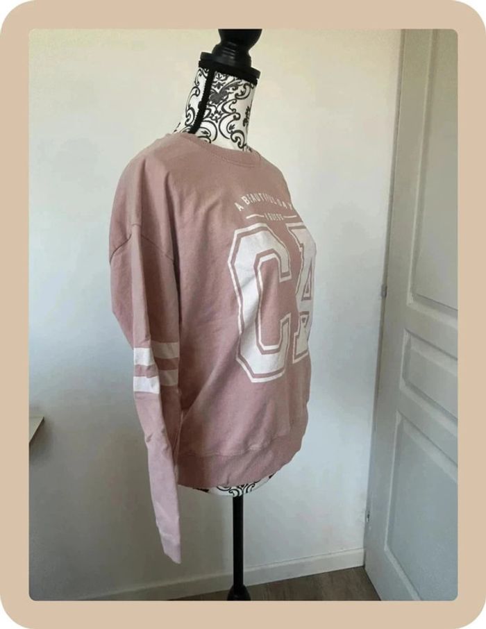 Pull&Bear Sweat rose à motif - Taille 36 - Très bon état - photo numéro 9