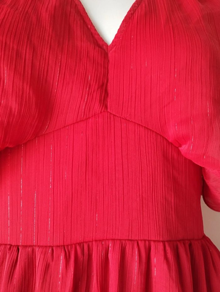 Robe de soirée longue vaporeuse rouge Promod taille 36 - photo numéro 5