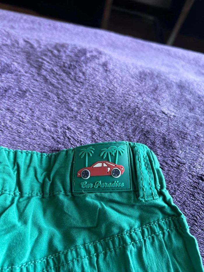 Bermuda garcon vert en coton et polyamide Sergent major thème Car paradise taille 4 ans - photo numéro 7