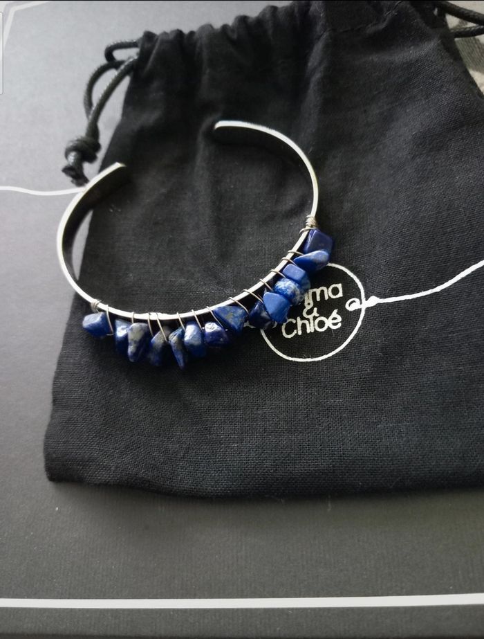 Manchette avec un rang de pierres Lapis Lazullis Emma &Chloé - photo numéro 3