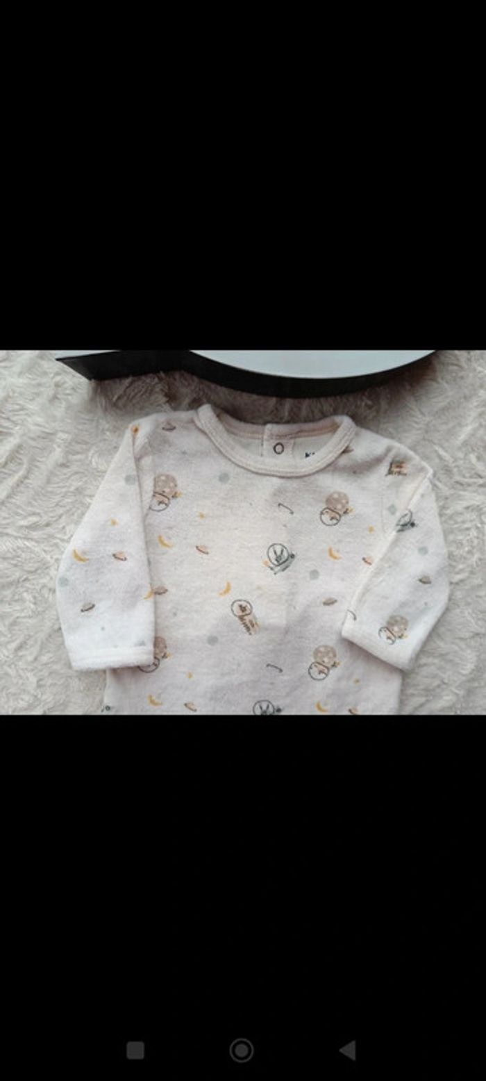 Pyjama grenouillère velours Mixte 1 mois Espace lapin fusée planète Kiabi Eco conception coton bio - photo numéro 3