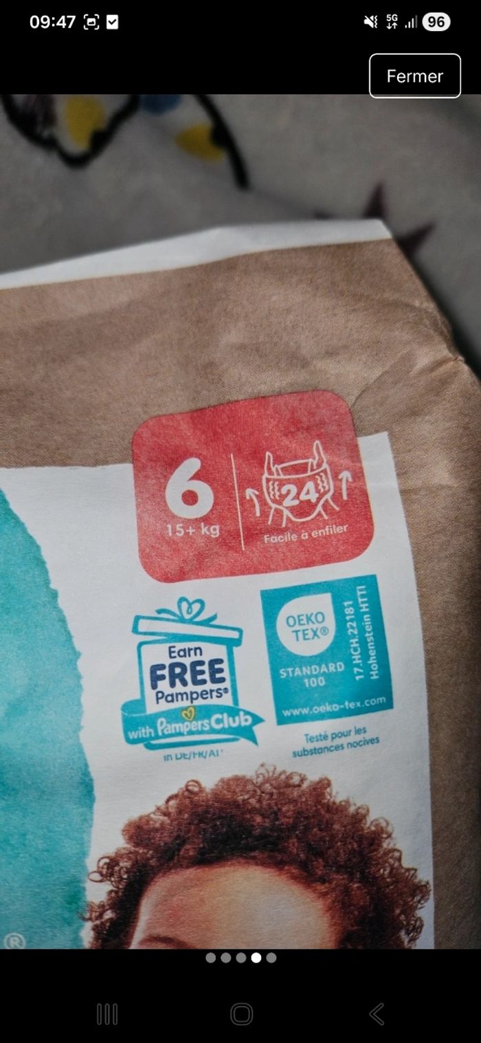 Paquet de couches culotte pampers harmonie taille 6 - photo numéro 4