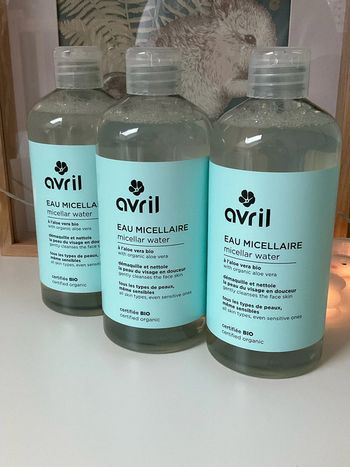 3 bouteilles eau micellaire avril 500ml