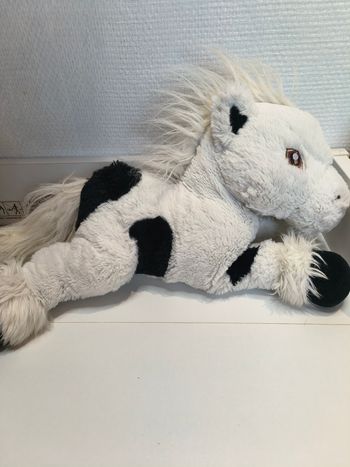 Peluche cheval noir et blanc