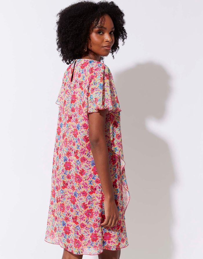 Robe courte imprimé à fleurs Rose - Riu Paris - taille 46 - photo numéro 3