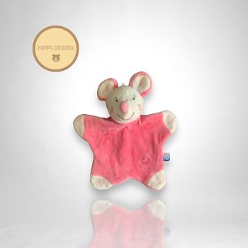 Doudou plat souris rose sucre d'orge DP308