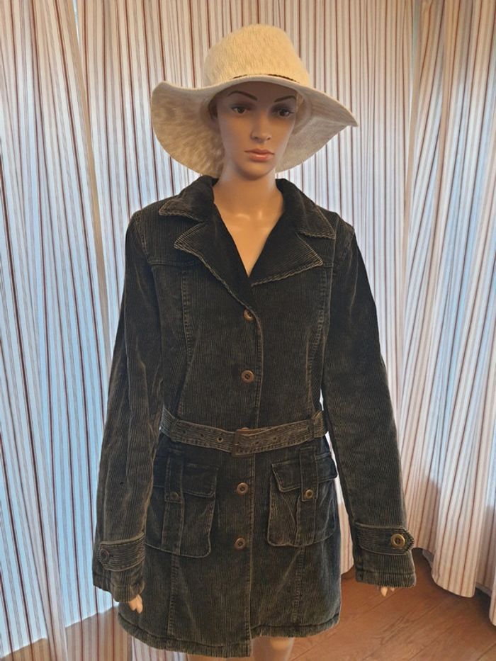 Veste en velour gris matelassé IDPDT taille L - photo numéro 2
